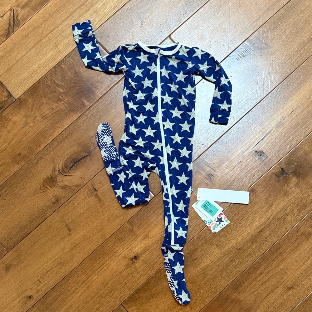 Kickee Pants Blue Starry Kids Footie With Zipper